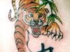 Colourful Tiger with \"Strength\" in Kanji