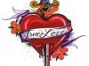 \"True Love\" heart tattoo